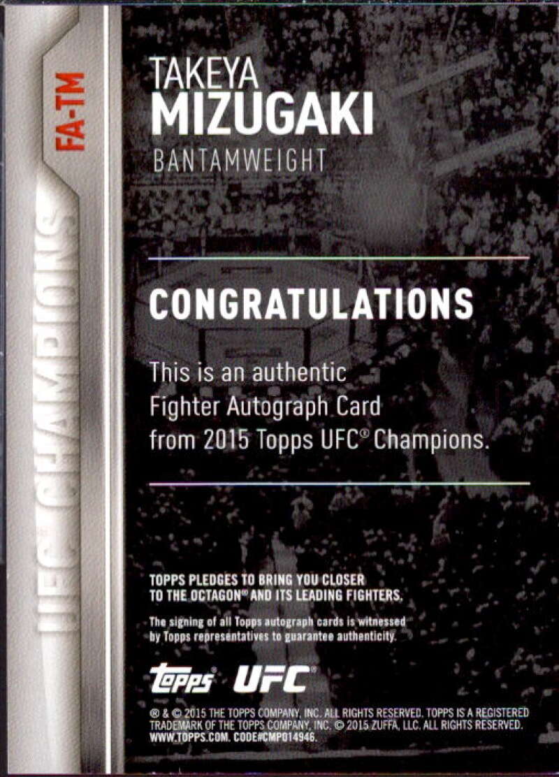 Takeya Mizugaki Card 2015 Topps UFC Champions Autographs #FATM  Image 2