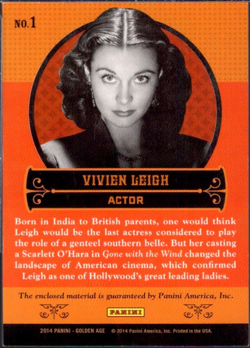 Vivien Leigh Card 2014 Panini Golden Age Museum Age Memorabilia #1  Image 2