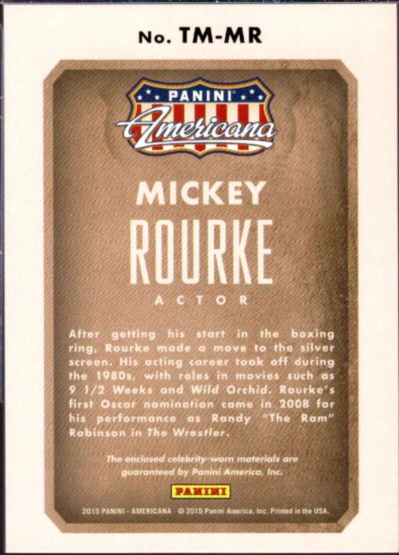 Mickey Rourke Card 2015 Americana Triple Materials #26  Image 2