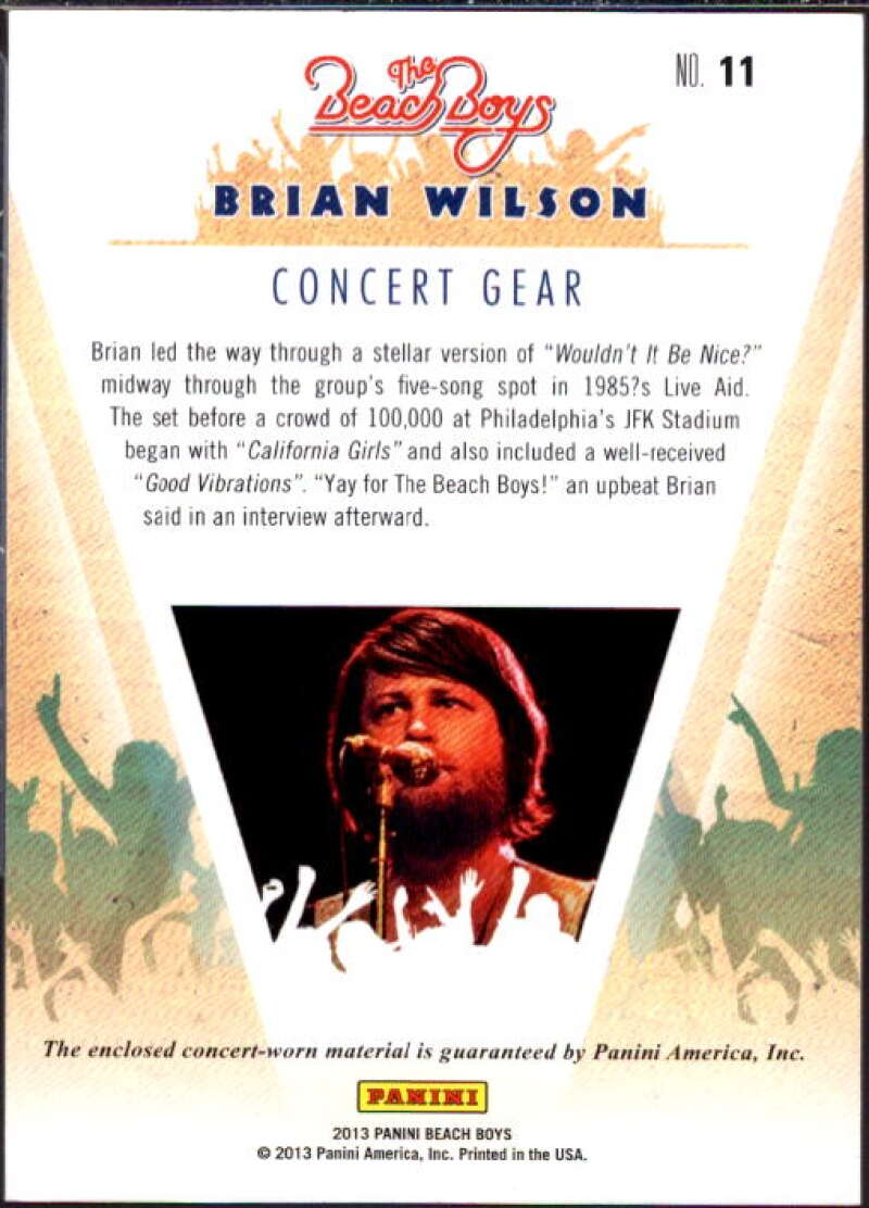 Brian Wilson Card 2013 The Beach Boys Concert Gear #11  Image 2