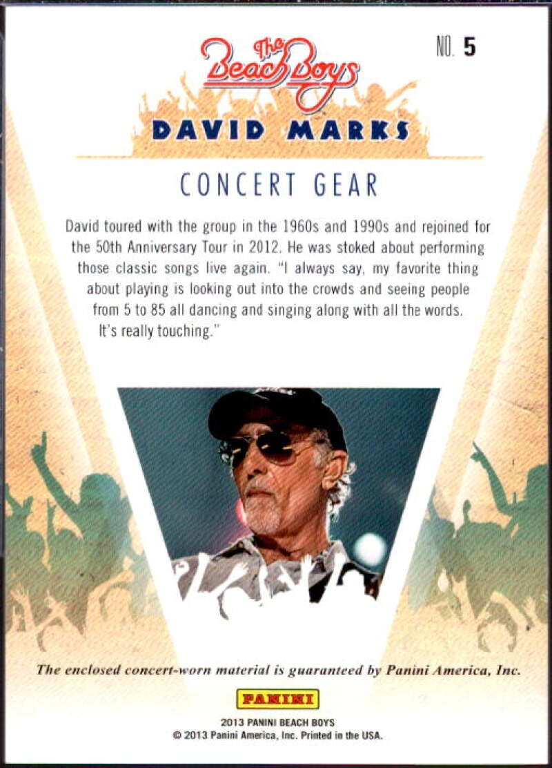 David Marks Card 2013 The Beach Boys Concert Gear #5  Image 2