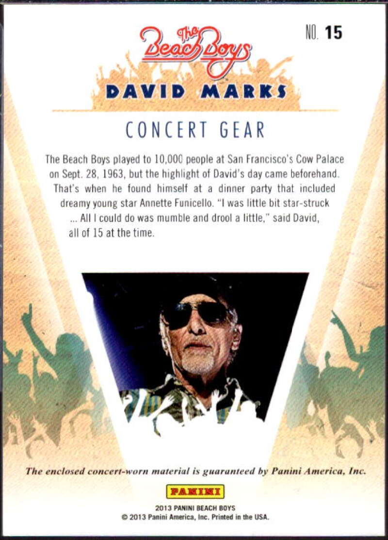 David Marks Card 2013 The Beach Boys Concert Gear #15  Image 2