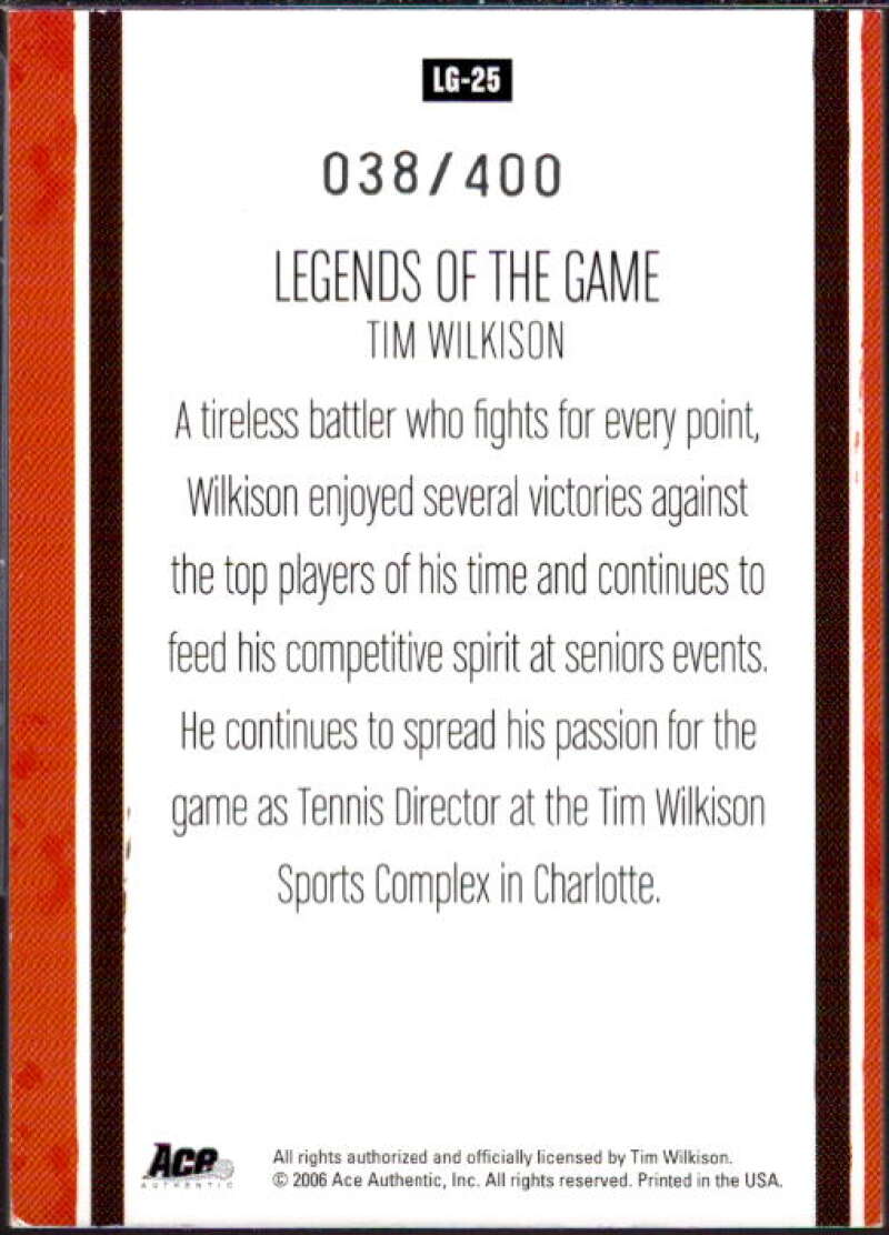 Tim Wilkison 2006 Ace Authentic Heroes and Legends of the Game Autographs #LG25  Image 2