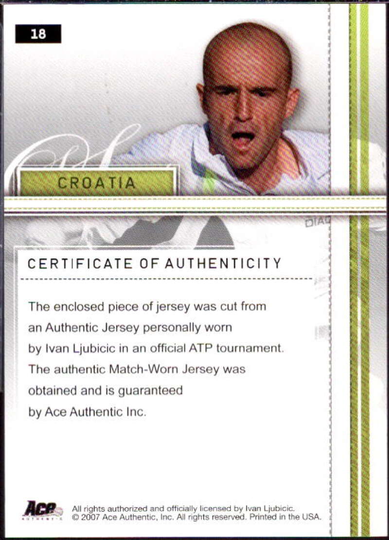 Ivan Ljubicic Card 2007 Ace Authentic Straight Sets Materials #18  Image 2