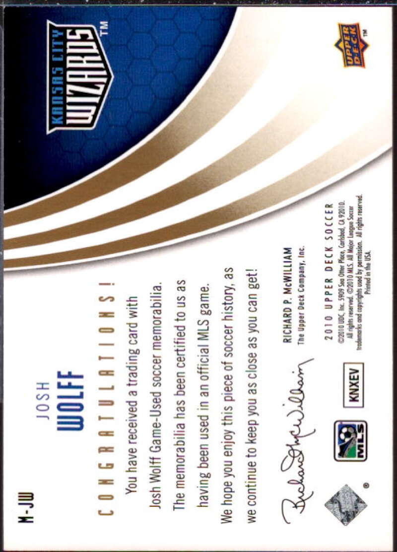 Josh Wolff Card 2010 Upper Deck MLS Materials #JW  Image 2