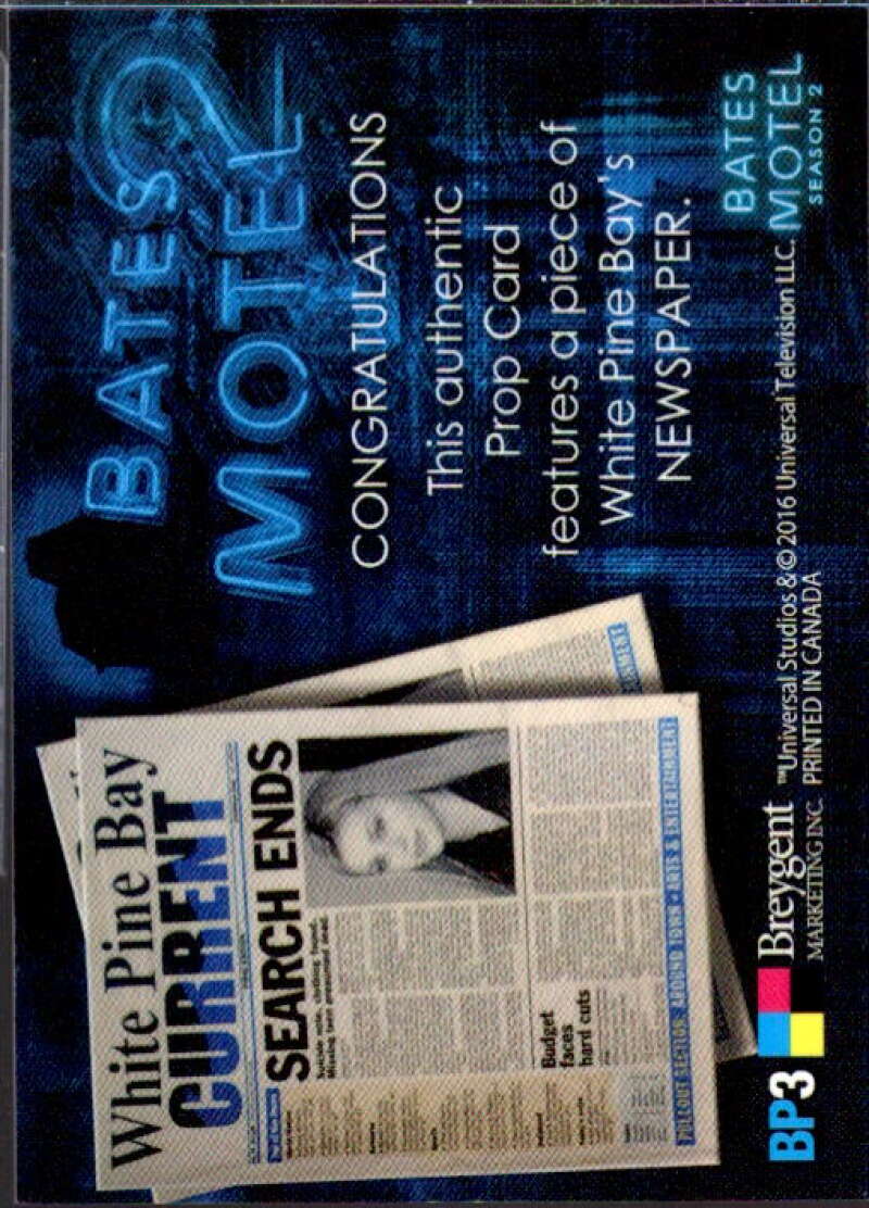 White Pine Bay's Newspaper Card 2016 Bates Motel Season Two Props #BP3  Image 2