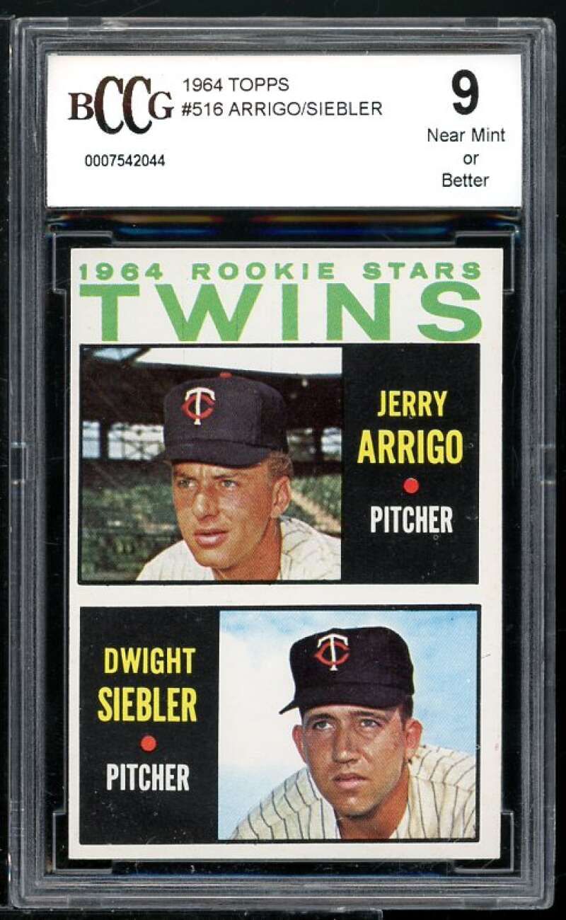 Jerry Arrigo/Dwight Siebler Rookie Card 1964 Topps #516 BGS BCCG 9 Image 1