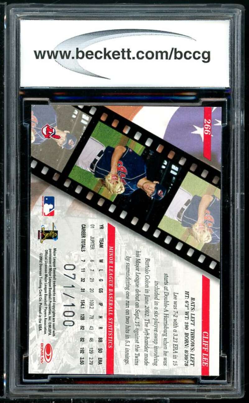 Cliff Lee Rookie Card 2002 Studio Studio Proofs #266 BGS BCCG 10 Image 2