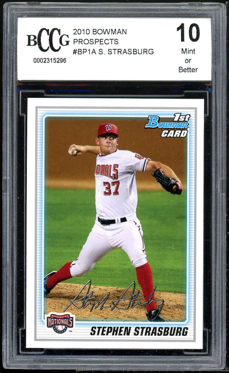 Stephen Strasburg Rookie Card 2010 Bowman Prospects #BP1A BGS BCCG 10 Image 1