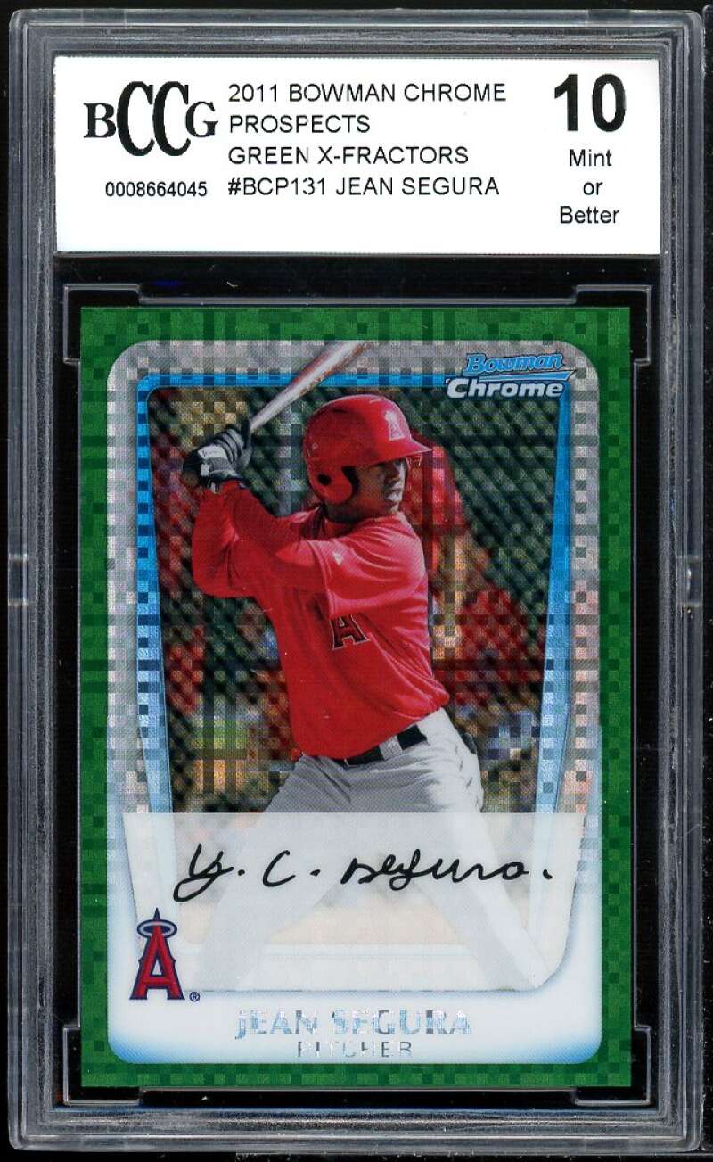 Jean Segura Rc 2011 Bowman Chrome Prospects Green X-Fractors #131 BGS BCCG 10 Image 1