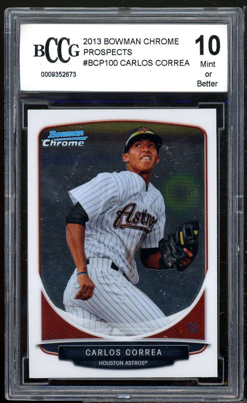 Carlos Correa Rookie Card 2013 Bowman Chrome Prospects #BCP100 BGS BCCG 10 Image 1