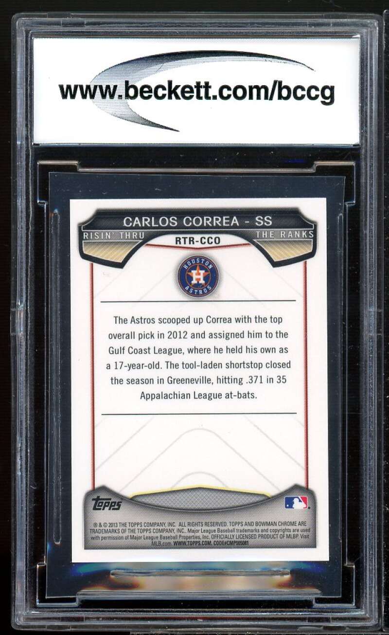 Carlos Correa Rookie Card 2013 Bowman Chrome RTTR Mini #cco BGS BCCG 10 Image 2