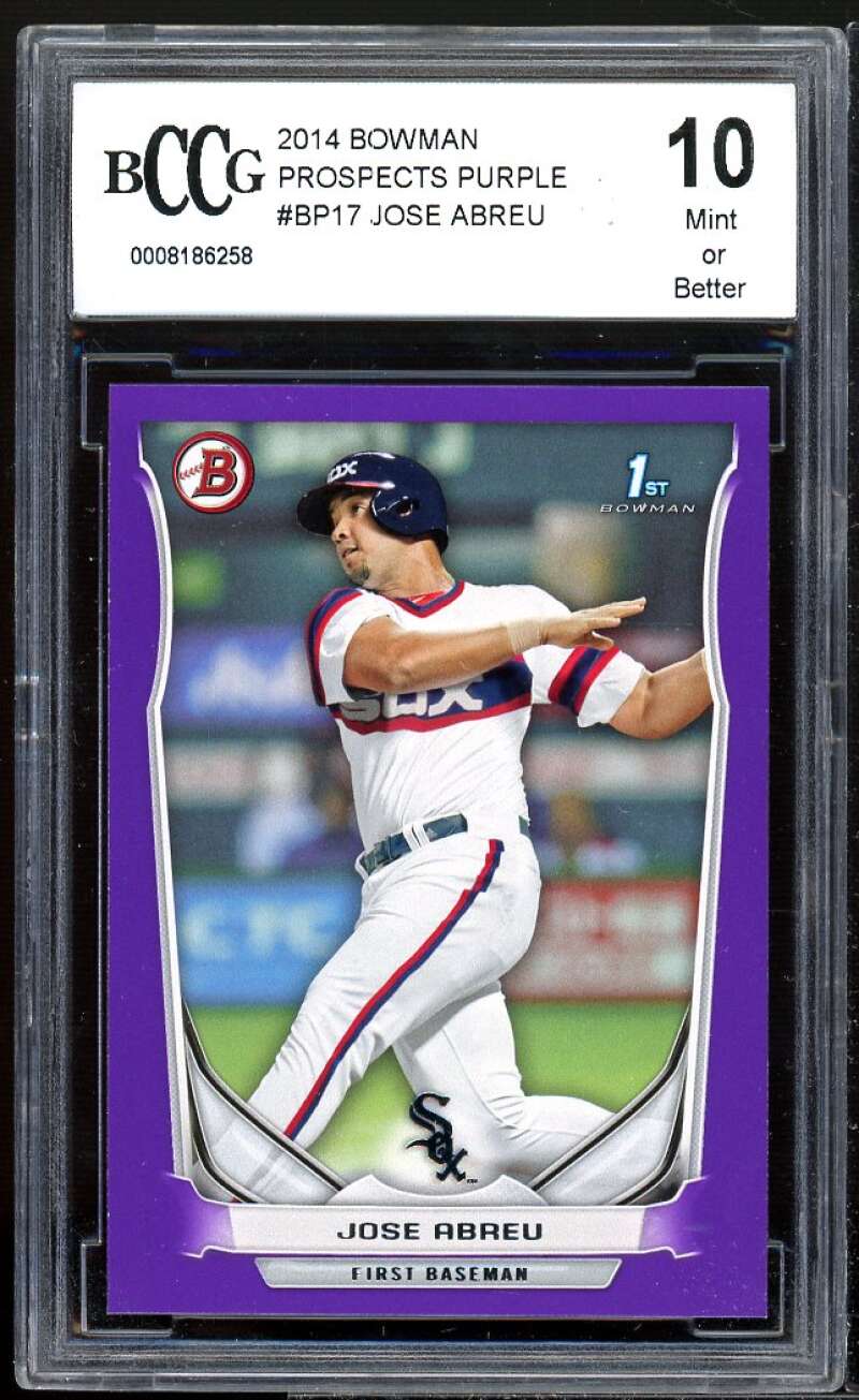 Jose Abreu Rookie Card 2014 Bowman Prospects Purple #BP17 BGS BCCG 10 Image 1