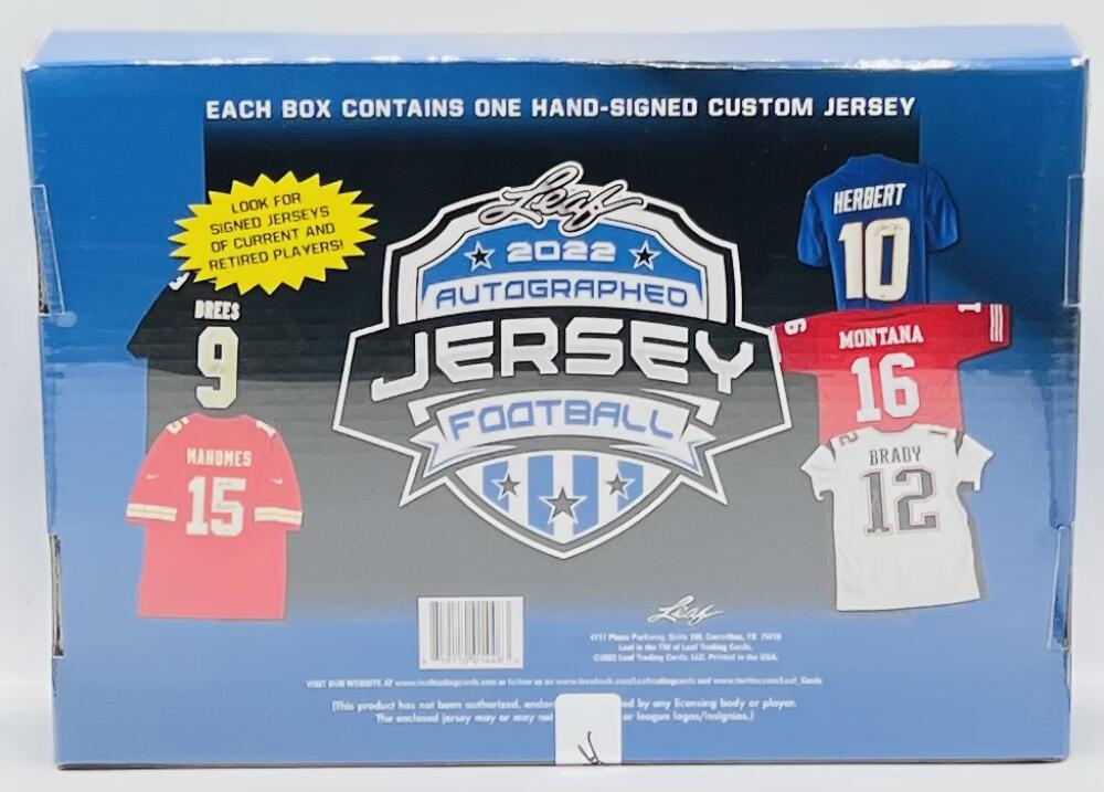 2022 Leaf Autographed Jersey Football Hobby Box Image 1