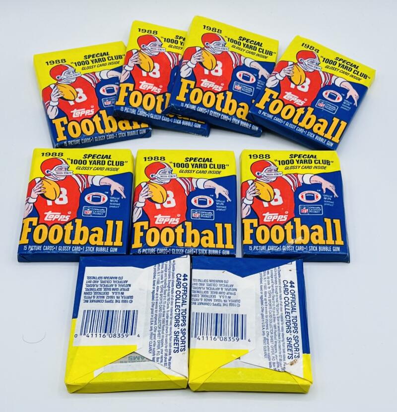 (9) 1988 Topps Football Pack Lot Bo Jackson RC Year Image 1