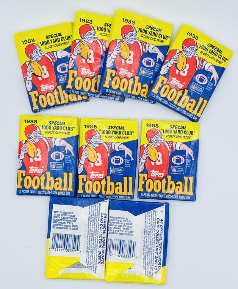 (9) 1988 Topps Football Pack Lot Bo Jackson RC Year Image 2