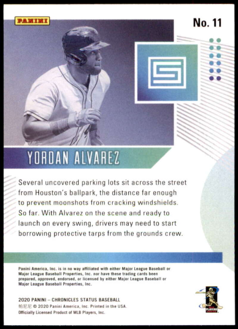 Yordan Alvarez Rookie card 2020 Panini Status #11 Image 2