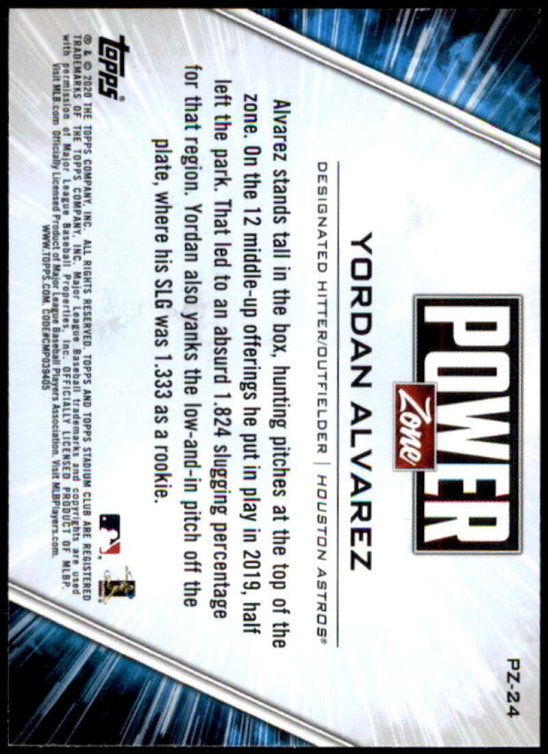 Yordan Alvarez Rookie card 2020 Stadium Club Power Zone #PZ24 Image 2