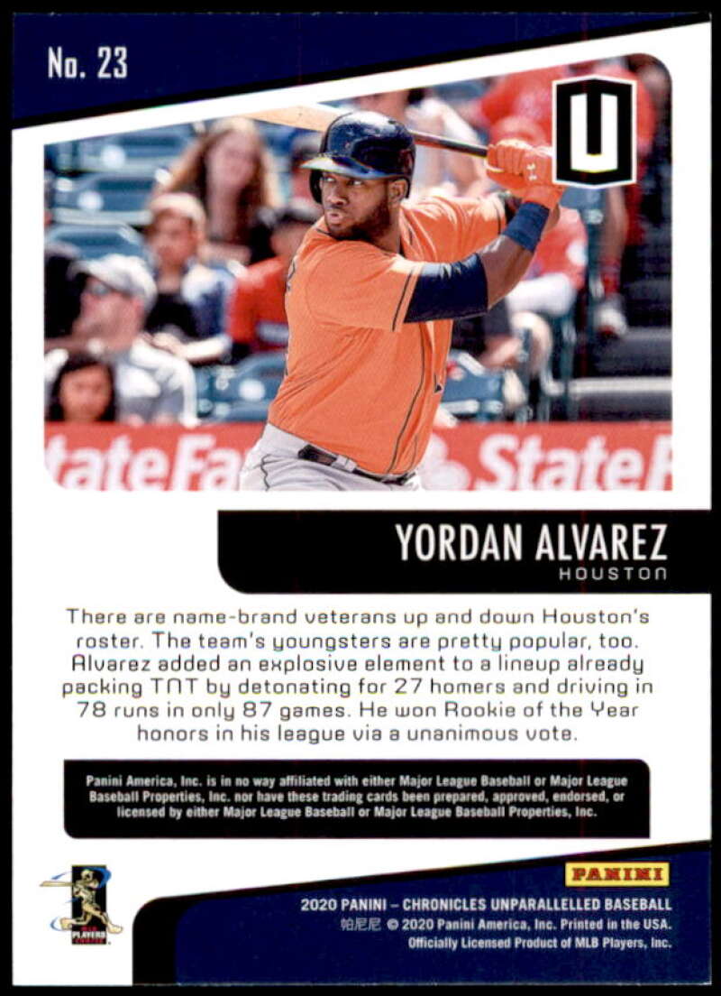 Yordan Alvarez Rookie card 2020 Panini Unparalleled #23 Image 2