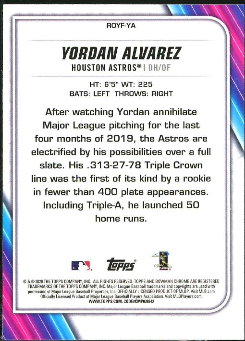 Yordan Alvarez Rookie 2020 Bowman Chrome Mega Box Favorites Refractors #ROYFYA Image 2