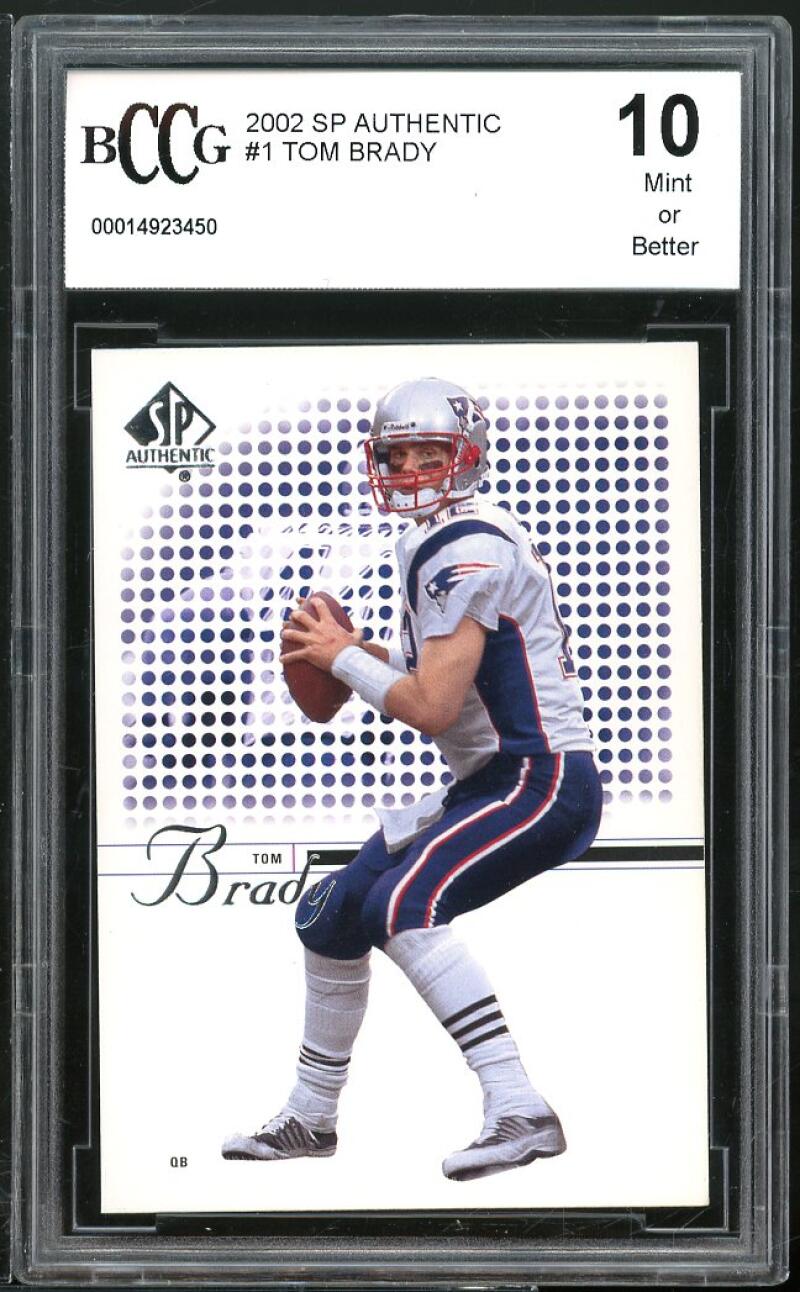 2002 SP Authentic #1 Tom Brady Card BGS BCCG 10 Mint+ Image 1