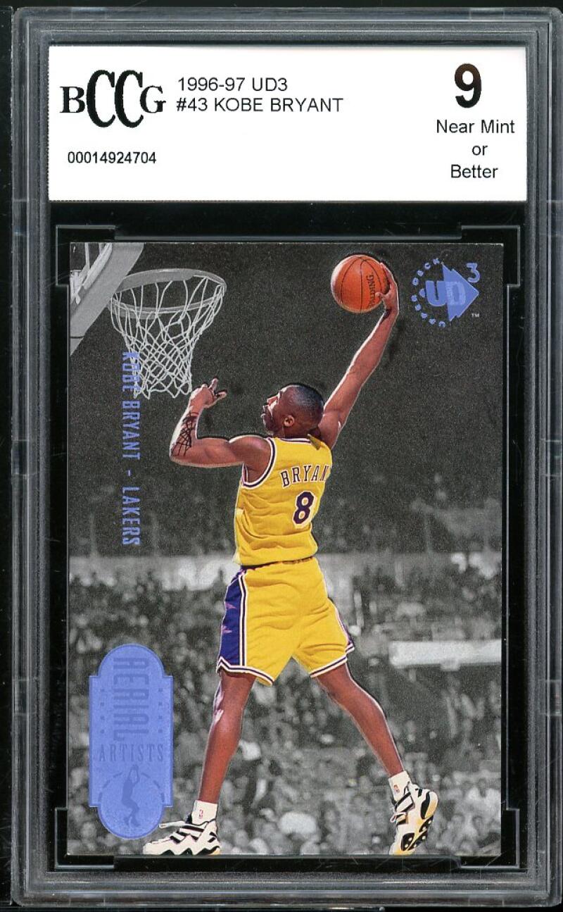 1996-97 UD3 #43 Kobe Bryant Rookie Card BGS BCCG 9 Near Mint+ Image 1