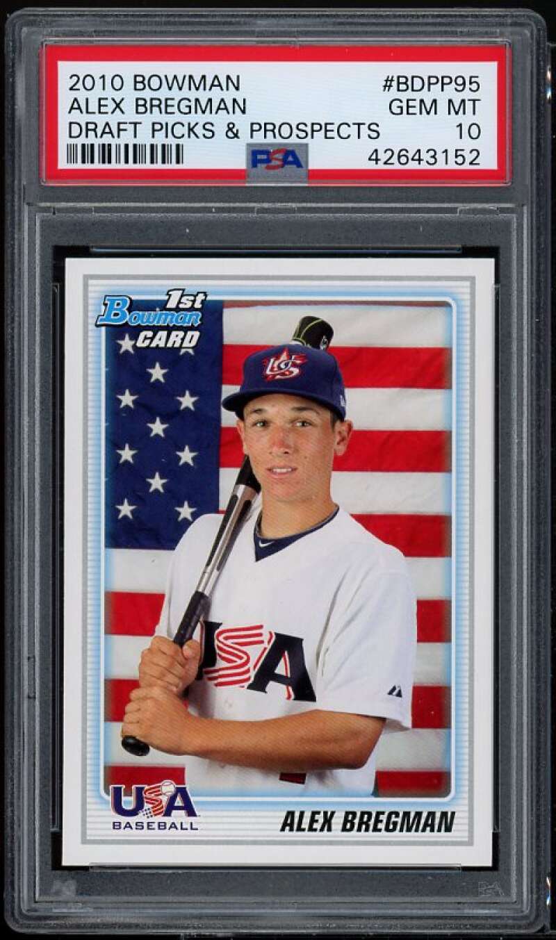 Alex Bregman Rookie Card 2010 Bowman Draft Picks &amp; Prospects #BDPP95 PSA 10 Image 1