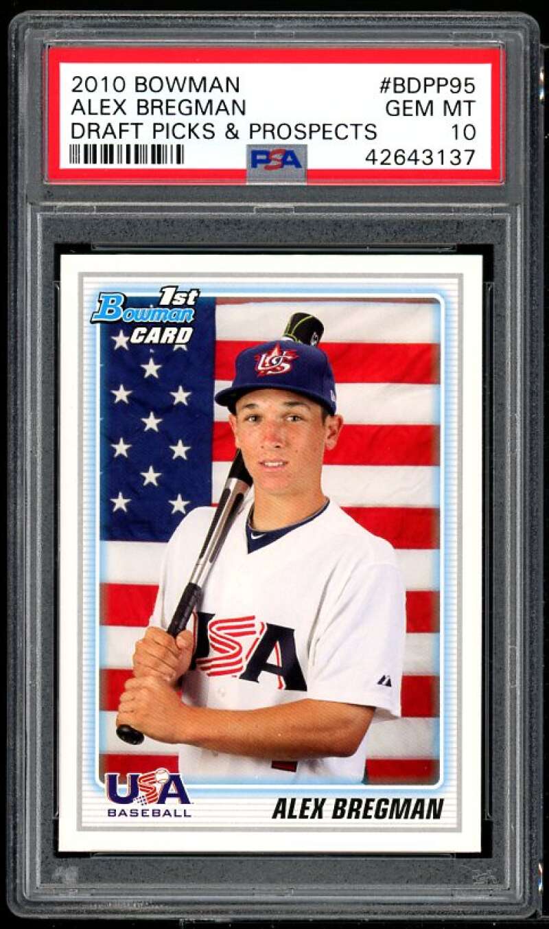 Alex Bregman Rookie Card 2010 Bowman Draft Picks &amp; Prospects #BDPP95 PSA 10 Image 1