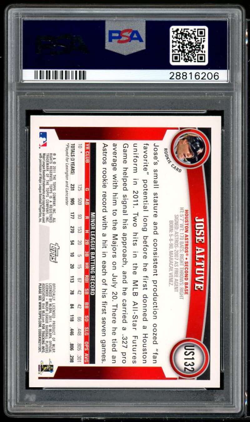 Jose Altuve Rookie 2011 Topps Update Cognac Diamond Anniversary #US132 PSA 9 Image 2