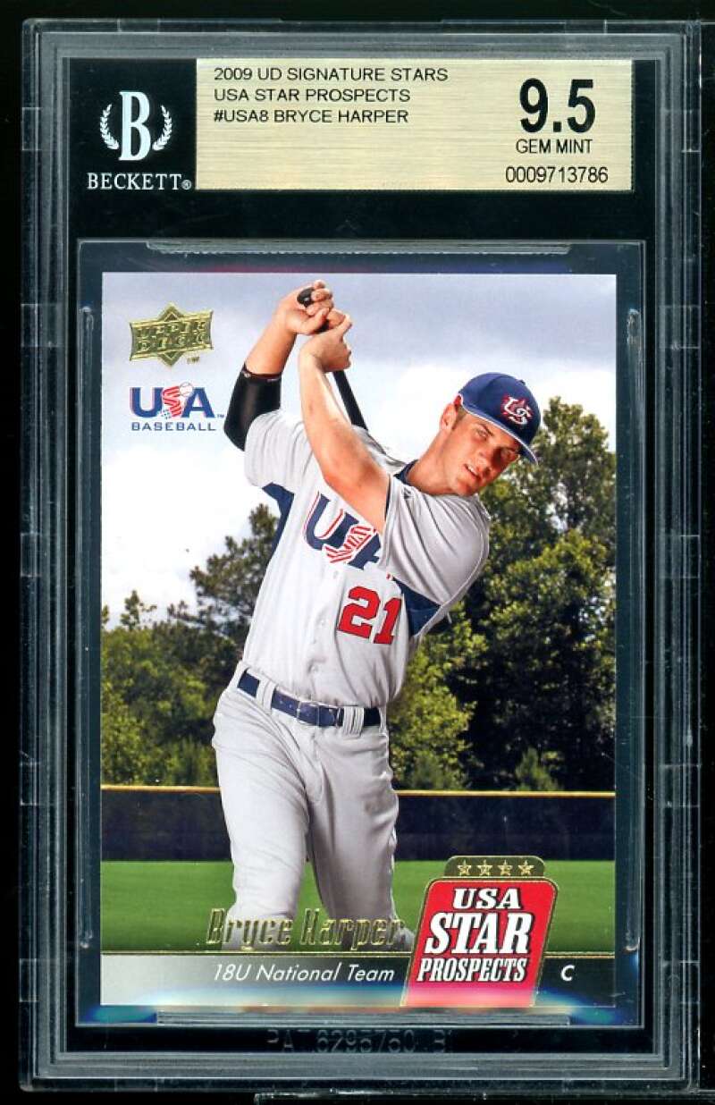 Bryce Harper Rookie 2009 UD Signature Stars USA Star Prospects #USA-8 BGS 9.5 Image 1