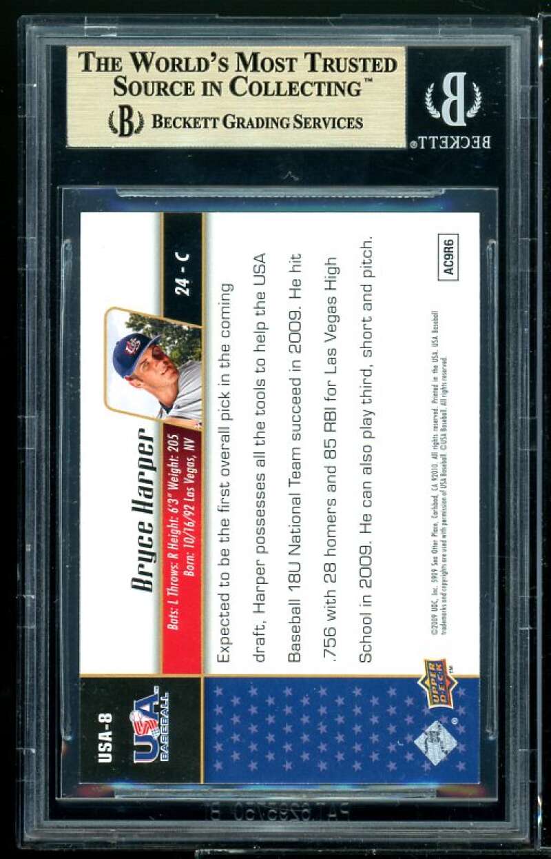 Bryce Harper Rookie 2009 UD Signature Stars USA Star Prospects #USA-8 BGS 9.5 Image 2