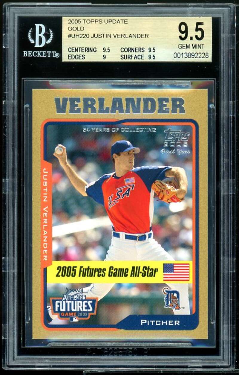 Justin Verlander Rookie Card 2005 Topps Update Gold #220 BGS 9 (9.5 9.5 9 9.5) Image 1