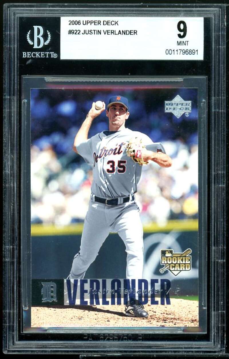 Justin Verlander Rookie Card 2006 Upper Deck #922 BGS 9 Image 1