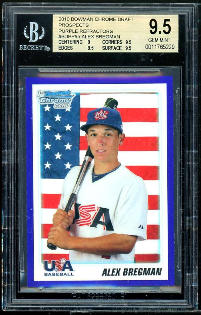 Alex Bregman Rookie 2010 Bowman Chrome Draft Purple Refractors #BDPP95 BGS 9.5 Image 1