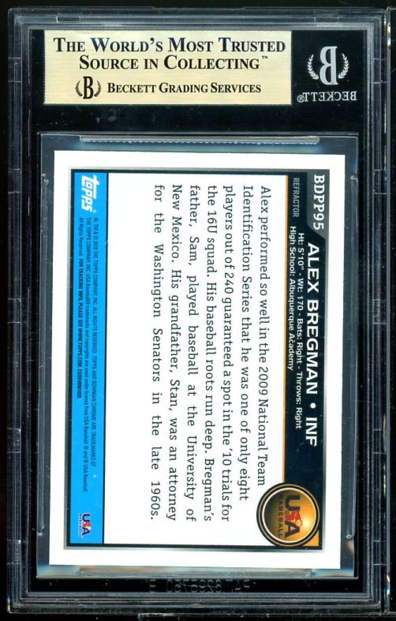 Alex Bregman Rookie 2010 Bowman Chrome Draft Purple Refractors #BDPP95 BGS 9.5 Image 2