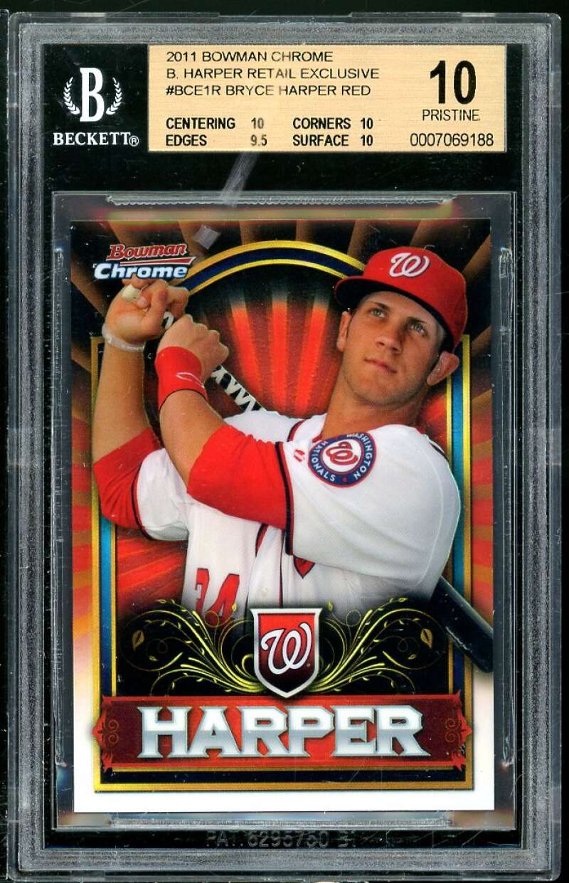 Bryce Harper Rookie 2011 Bowman Chrome Retail Exclusive #BCE1R (PRISTINE) BGS 10 Image 1