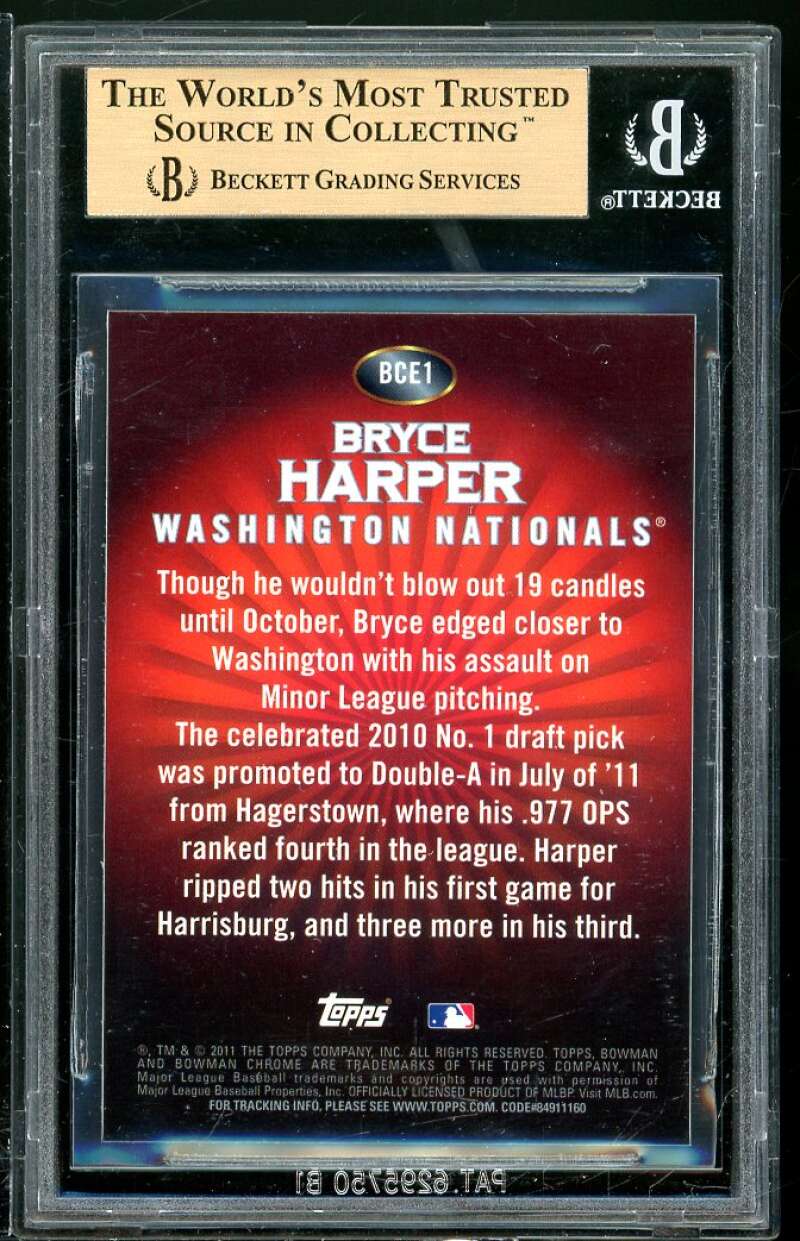 Bryce Harper Rookie 2011 Bowman Chrome Retail Exclusive #BCE1R (PRISTINE) BGS 10 Image 2