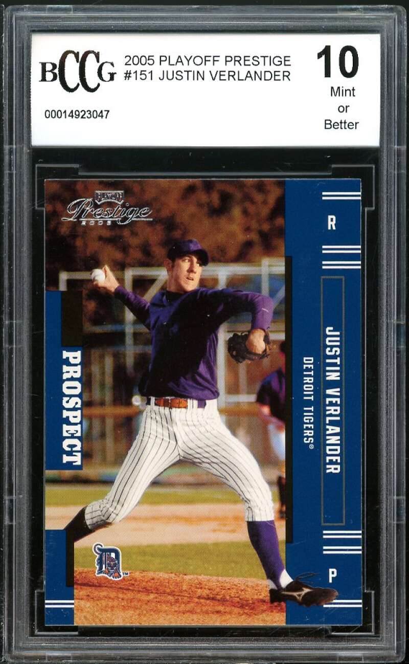 Justin Verlander Rookie Card 2005 Playoff Prestige #151 BGS BCCG 10 Image 1