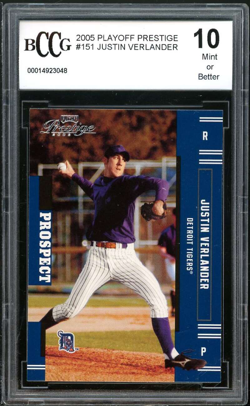 Justin Verlander Rookie Card 2005 Playoff Prestige #151 BGS BCCG 10 Image 1