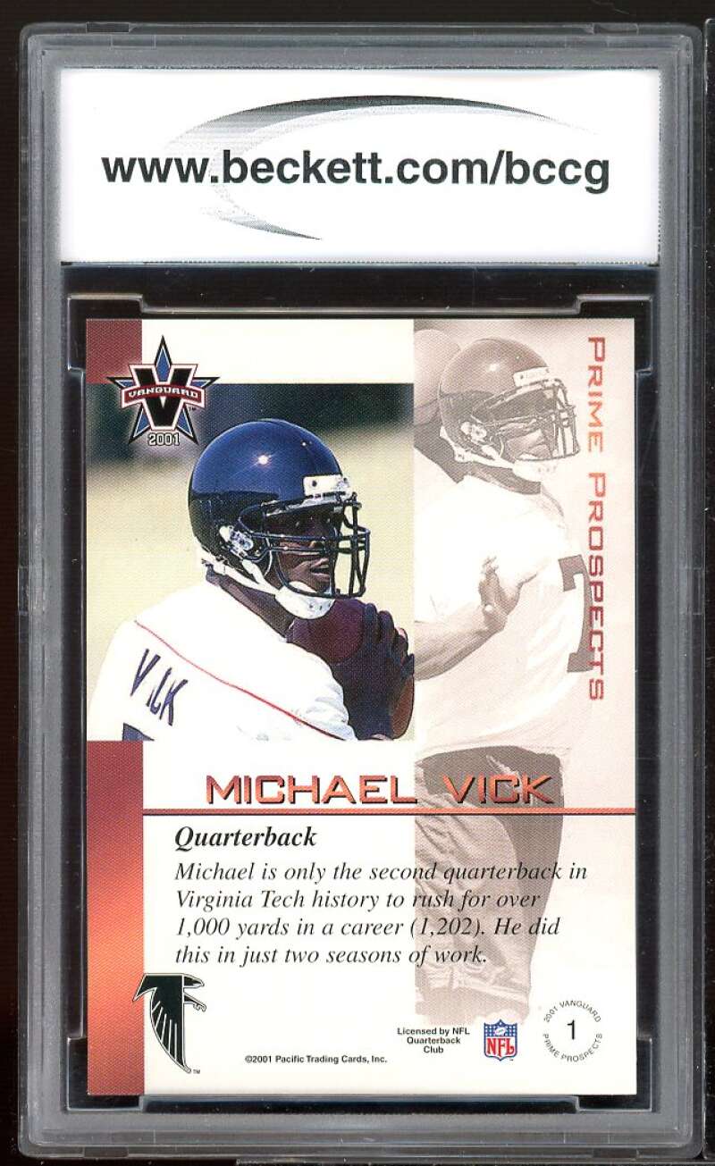 Michael Vick Rookie Card 2001 Pacific Vanguard Prime Prospects #1 BGS BCCG 10 Image 2