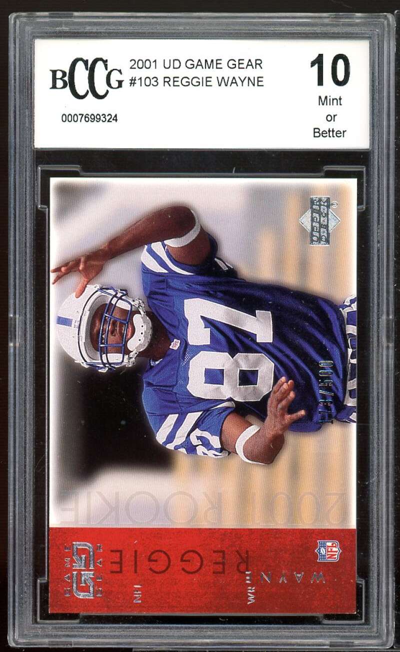 Reggie Wayne Rookie Card 2001 UD Game Gear #103 BGS BCCG 10 Image 1