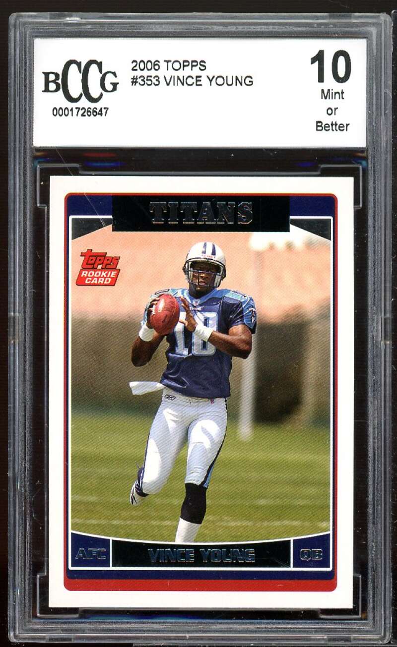 Vince Young Rookie Card 2006 Topps #353 BGS BCCG 10 Image 1