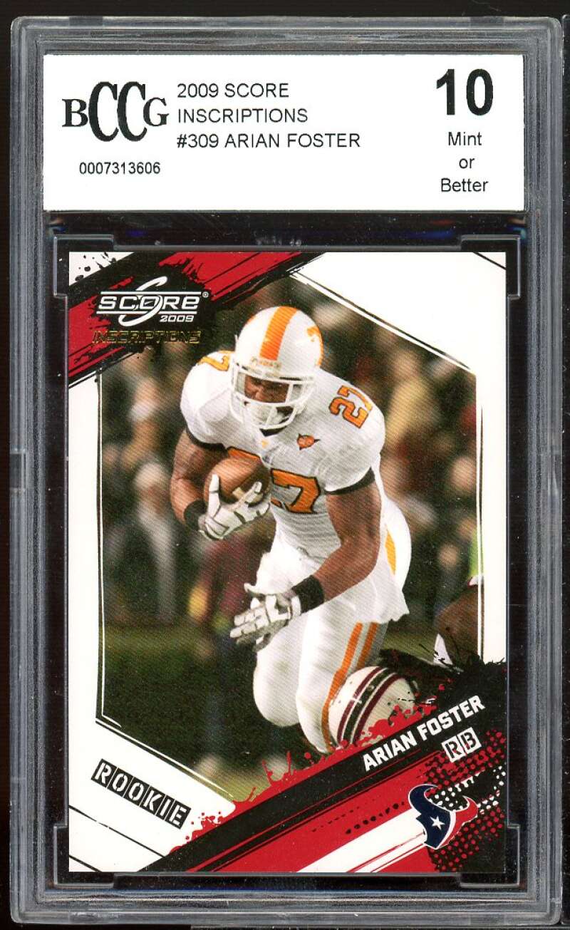 Arian Foster Rookie Card 2009 Score Inscriptions #309 BGS BCCG 10 Image 1