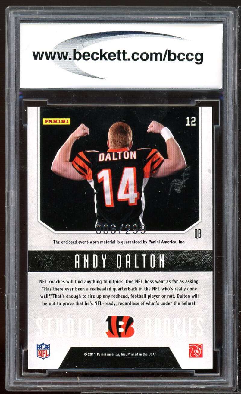 Andy Dalton Rookie Card 2011 Rookies n Stars Studio Materials #12 BGS BCCG 10 Image 2