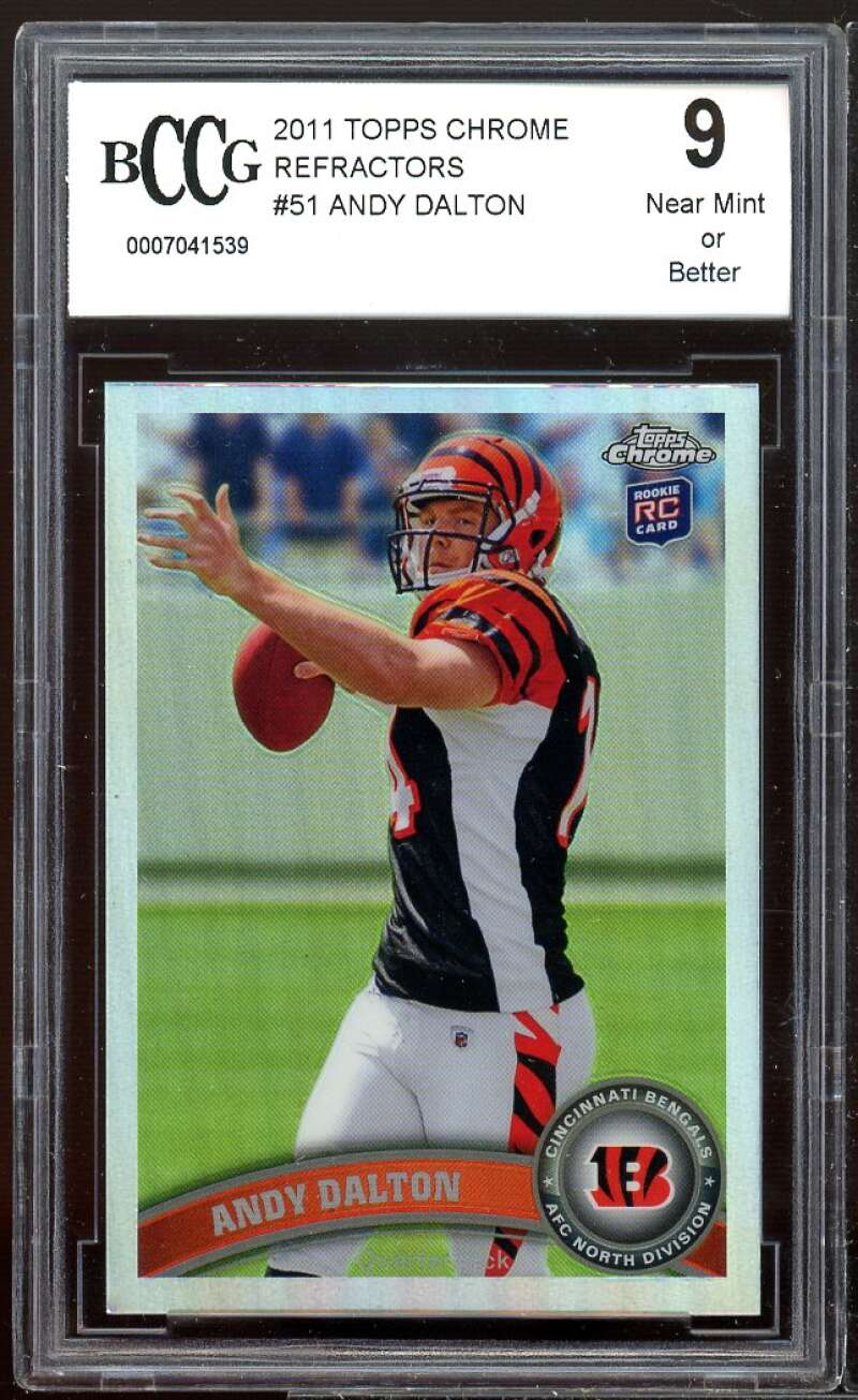 Andy Dalton Rookie Card 2011 Topps Chrome Refractors #51 BGS BCCG 9 Image 1