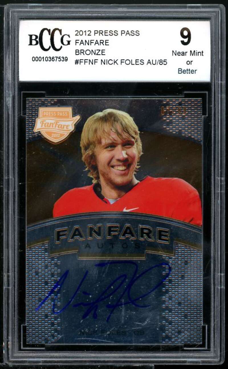 Nick Foles Rookie Card 2012 Press Pass Fanfare #FF-NF BGS BCCG 9 Image 1