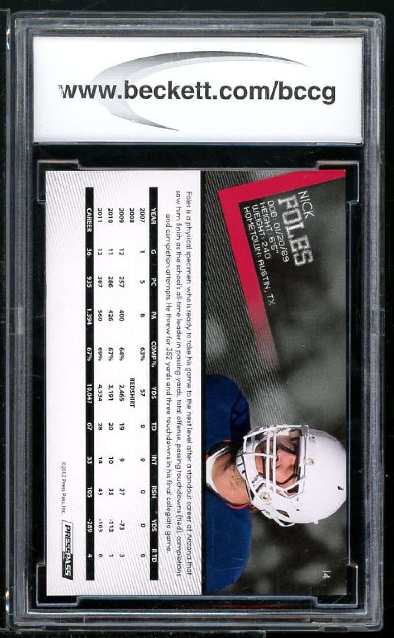 Nick Foles Rookie Card 2012 Press Pass Reflectors #14 BGS BCCG 10 Image 2