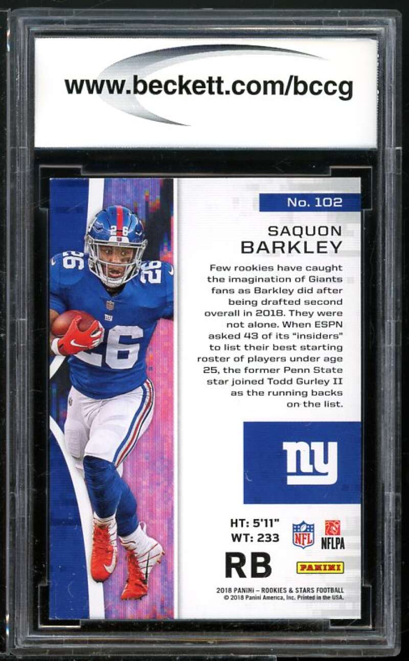 Saquon Barkley Rookie Card 2018 Rookies n Stars #102 BGS BCCG 9 Image 2