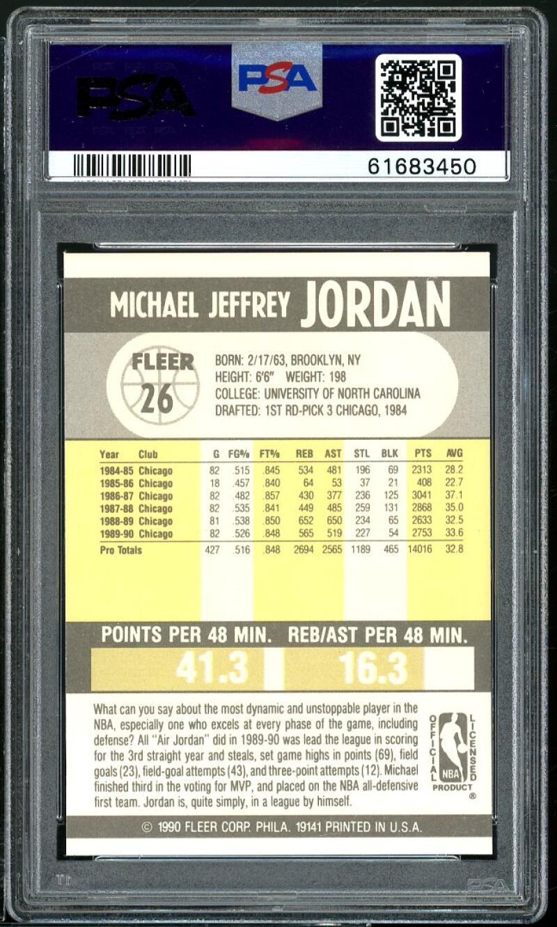 Michael Jordan Card 1990-91 Fleer #26 PSA 8 Image 2