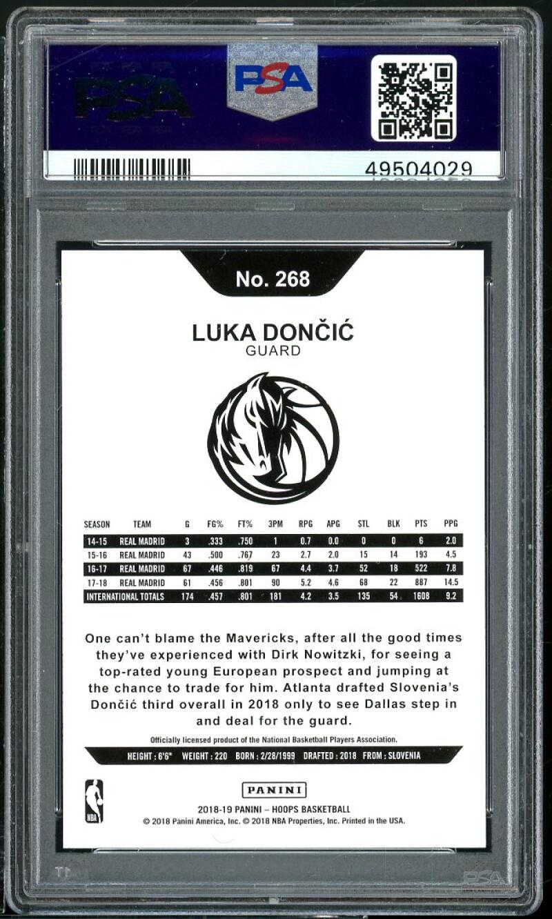 Luka Doncic Rookie Card 2018-19 Hoops #268 PSA 10 (Read Description) Image 2